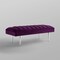 Denver Velvet Channel Tufted Bench with Mirrorred Lacquer Finish With Gold/Chrome Legs